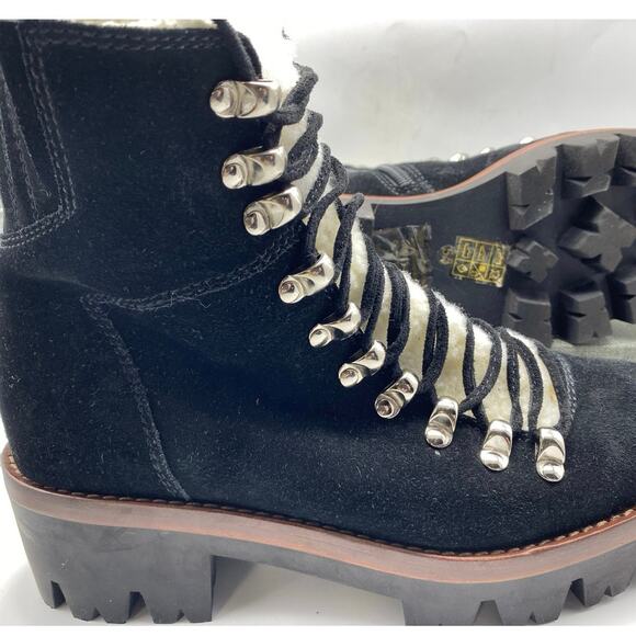 Jeffrey Campbell Culvert Black Suede Sherpa lining Combat Boot - Black 5.5 - Picture 4 of 9
